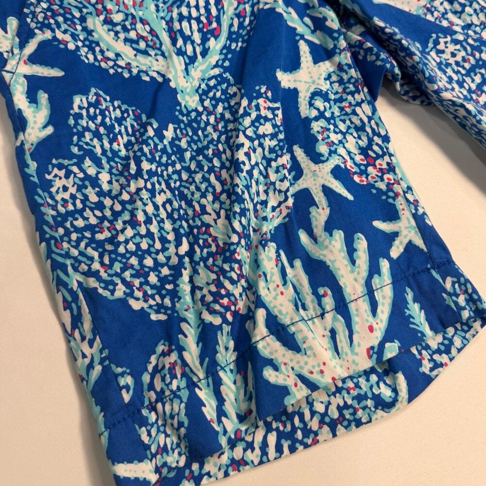 Lilly Pulitzer Chipper Shorts Size 4 Blue Coral Starfish Coastal Print Reef - Picture 8 of 13